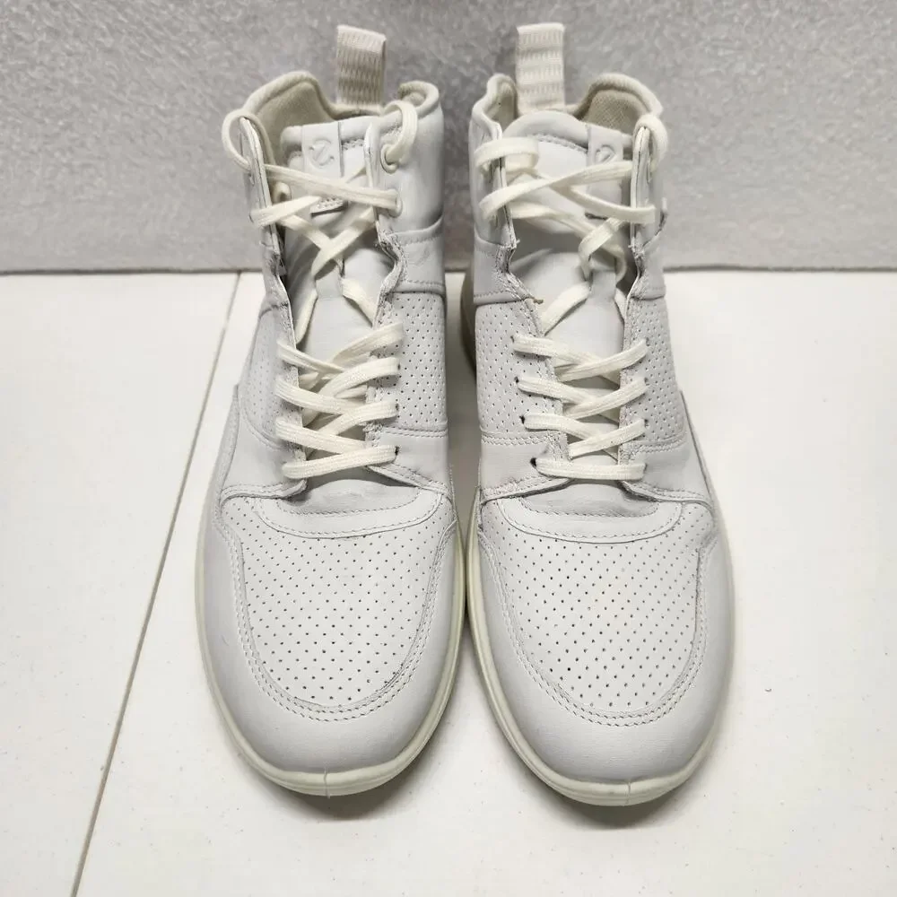 Ecco Leather Soft 7 Runner High-Top Trainers Sneakers White Women's Size 11 NWOT